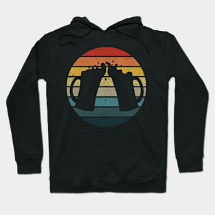 Beer Cheers Silhouette On A Distressed Retro Sunset graphic Hoodie